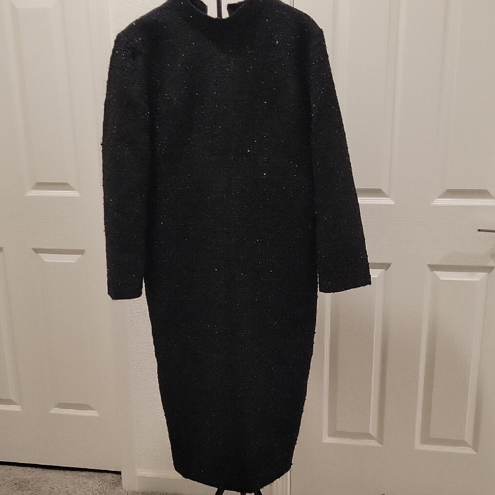 STYLEWE Black Sparkle Long Sleeve Midi Dress